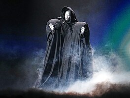 Litevský reprezentant Lion Ceccah p�i svém finálovém vystoupení na Eurovision...