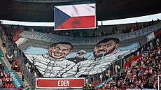 Choreo spar�anských fanou�k� b�hem derby se Slavií v Edenu.