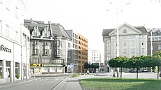 Vizualizace zachycuje plánovanou rekonstrukci chátrající budovy bývalé Obchodní...