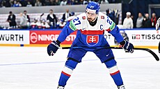 Slovenský kapitán Marek Hrivík v zápase proti Norsku.