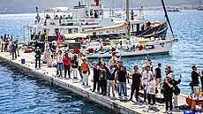 Lod� Global Sumud Flotilla odplouvají sm�rem k Pásmu Gazy z tureckého p�ístavu...
