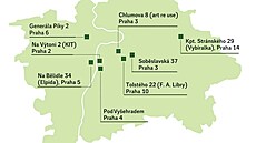 Mapa lokalit, kde bude probíhat akce �ivé vnitrobloky Praha 2026