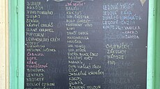 Tabule s nabídkou v�emo�ných chutí p�ed Zmrzlinárnou Ralsko. Paní Jablonovská...