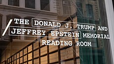Výstava v pam�tní místnosti Donalda Trumpa a Jefferyho Epsteina na Manhattanu v...