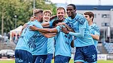 Fotbalové Ústí se raduje z gólu proti Slavii B.
