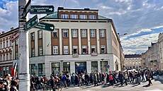Demonstrace na podporu médíí �Ruce pry� od médií� se uskute�nila v Hradci...
