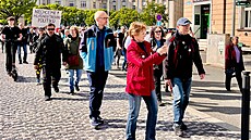 Demonstrace na podporu médíí �Ruce pry� od médií� se uskute�nila v Hradci...