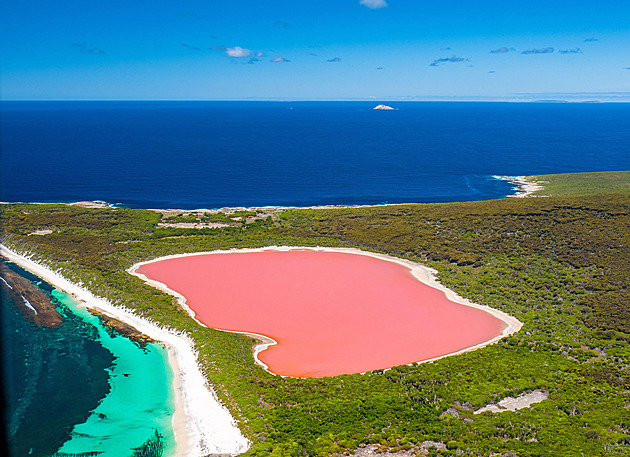 This is not the work of artificial intelligence. Look at the dazzlingly pink Lake Hillier