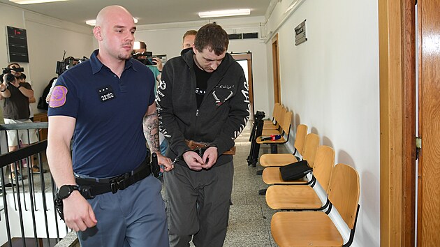 Karel Nov�k, jen� podle ob�aloby t�m�� t�i m�s�ce v�znil a brut�ln� zn�sil�oval �enu v dom� v Si�emi na Lounsku, p�i p��chodu do jednac� s�n� Krajsk�ho soudu v �st� nad Labem. (21. kv�tna 2026)