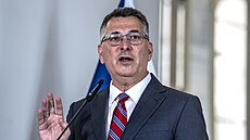 Izraelský ministr zahrani�í Gideon Sa�ar na tiskové konferenci po setkání s...