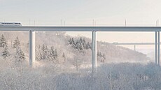 Vizualizace nového �elezni�ního mostu p�es Oslavu u Velkého Mezi�í�í, který...