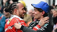 Dva nejlep�í jezdci Velké ceny Kanady 2026 - druhý Lewis Hamilton (vlevo) a...
