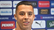 Zálo�ník Hugo Soch�rek na tiskové konferenci �eské reprezentace.