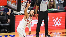 Rozehráva� Jalen Brunson z New York Knicks v utkání proti Cleveland Cavaliers.
