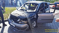 Po�ár vozidla na �erpací stanici v Plzni. (25. kv�tna 2026)