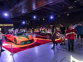 Hv�zdou Pavilonu supersport� byla letos trojice voz� italské zna�ky Pagani.  