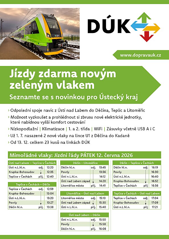 P�ij�te se sv�zt novou vlakovou jednotkou v barv�ch Dopravy �steck�ho kraje.