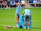Luká� �erv se osv�uje p�i tréninku �eské reprezentace.