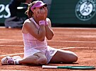 Mirra Andrejevová slaví vít�zství na Roland Garros.