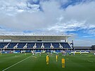 Trénink �eských fotbalist� v Mansfiledu.