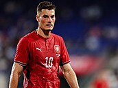 Po�ádn� zpocený úto�ník Patrik Schick v zápase s Guatemalou.