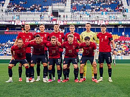Týmová fotografie �eských fotbalist� p�ed utkáním s Guatemalou
