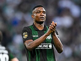 Jhon Córdoba hraje jako úto�ník za ruský klub Premier League Krasnodar a...