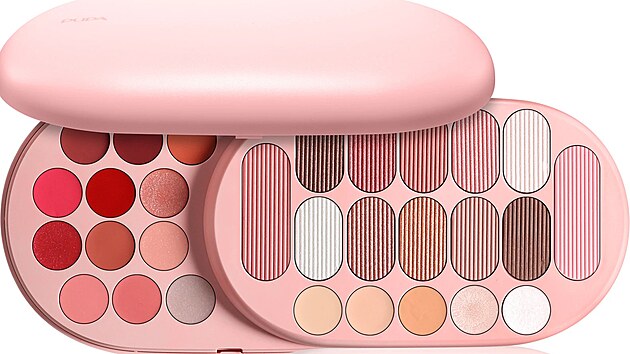 Make My Day: multifunk�n� paletka (Dark Pink), rozjas�ova�, tv��enka a bronzer v jednom, i pro st�nov�n� o�n�ch v��ek, cena 658 K�