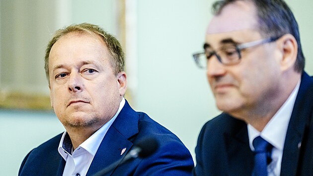 Tiskov� konference Ministerstva zahrani�� a Fotbalov� asociace �R k informac�m pro n�v�t�vn�ky mistrovstv� sv�ta ve fotbale. Na sn�mku p�edseda FA�R David Trunda. (2. �ervna 2026)