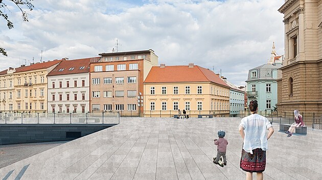 Vizualizace nov� podoby terasy u Velk�ho divadla v Plzni.