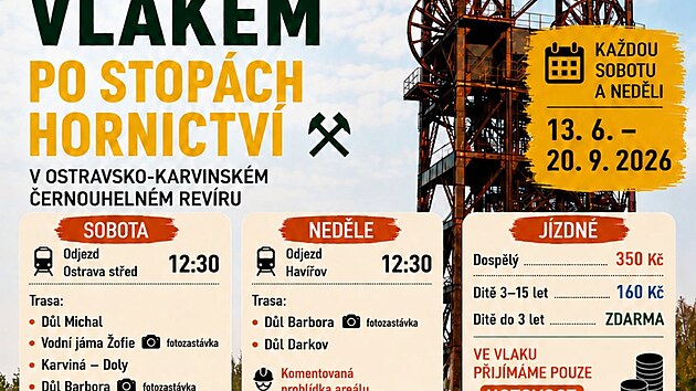 Plak�t akce B��sk�m sp�n�m vlakem po stop�ch hornictv�