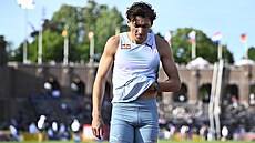 �védský ty�ka� Armand Duplantis na mítinku Diamantové ligy ve Stockholmu