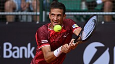 Vít Kop�iva na tenisovém challengeru mu�� v Prost�jov�.