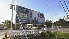 Reklamní billboard spole�nosti ExxonMobil v Georgetownu. Guyana, malá zem� na...