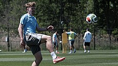 Pavel �ulc na tréninku národního týmu p�ed mistrovstvím sv�ta.