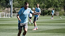 Tomá� Chorý na tréninku národního týmu p�ed p�ípravným zápasem s Guatemalou.