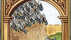 Invaze �ravých kobylek na A�sku v roce 1693. Kresba z kroniky m�sta Chebu...