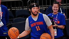 Jalen Brunson z New York Knicks na tréninku p�ed t�etím finále NBA