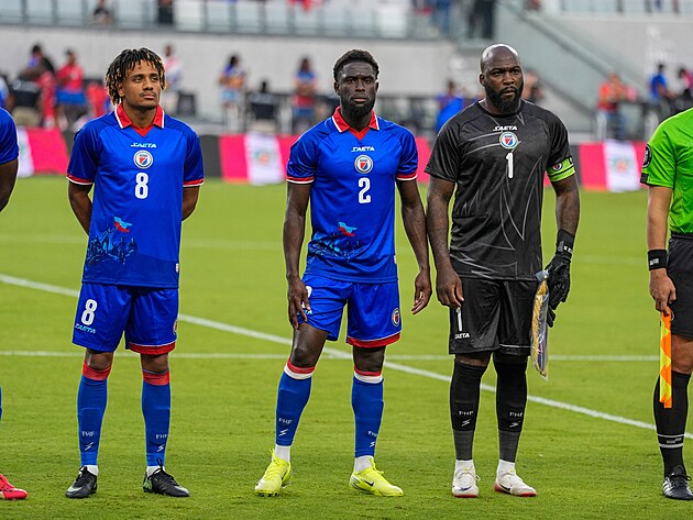 Fotbalist� Haiti b�hem p��pravn�ho utk�n� p�ed mistrovstv�m sv�ta.
