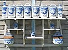 Keramické a porcelánové odm�rky a dózy na potraviny s nápisy jako �Mouka�,...