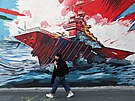�ena v Teheránu prochází p�ed potiamerickým grafiti. (10. �ervna 2026)
