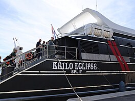 Katamarán, který se nedaleko Splitu v Chorvatsku srazil s plachetnicí. P�i...