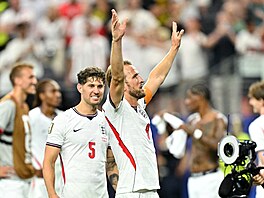 Harry Kane slaví spole�n� s fanou�ky vít�zství nad Chorvatskem.