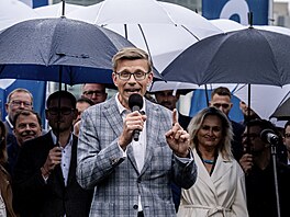 P�edseda ODS Martin Kupka hovo�ící na zahájení volební kampan� do komunálních a...