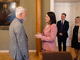 Prezident Petr Pavel p�ijal Svjatlanu Cichanouskou. (10. �ervna 2026)