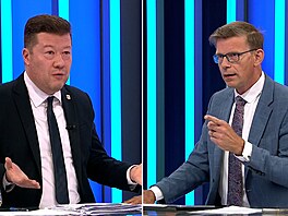 Tomio Okamura /SPD/ a Martin Kupka /ODS/ v Partii na CNN Prima News (14. �ervna...