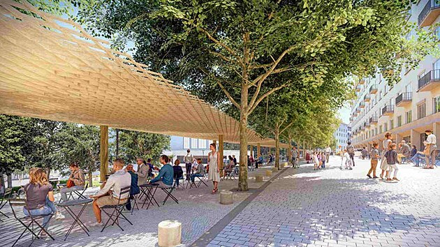 V&iacute;tězn&yacute; n&aacute;vrh architektonick&eacute; soutěže na budouc&iacute; podobu n&aacute;měst&iacute; Svatopluka...