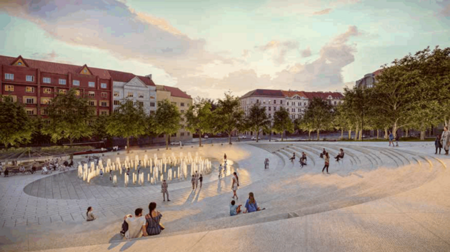 V&iacute;tězn&yacute; n&aacute;vrh architektonick&eacute; soutěže na budouc&iacute; podobu n&aacute;měst&iacute; Svatopluka...