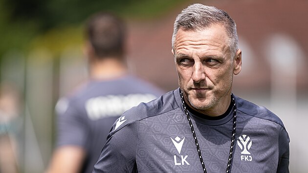 Luboš Kozel na tréninku jabloneckých fotbalistů.