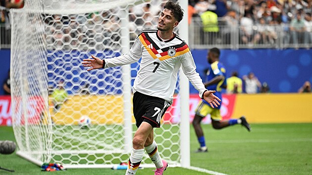 Kai Havertz slaví sedmý gól N�mecka proti Curacau.